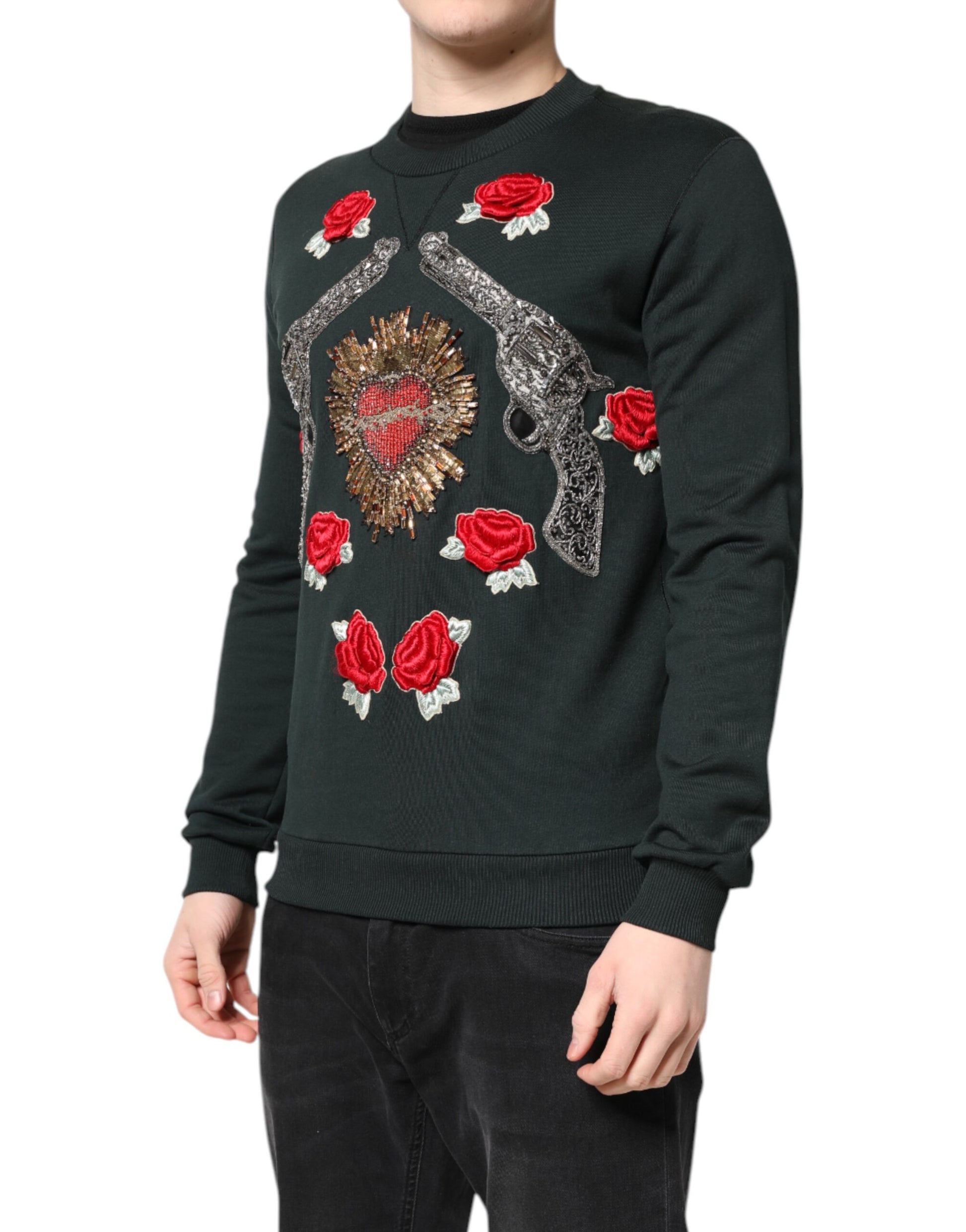 Black Sequined Embellished Pullover Sweater-Dolce & Gabbana-LabelTerrace.com