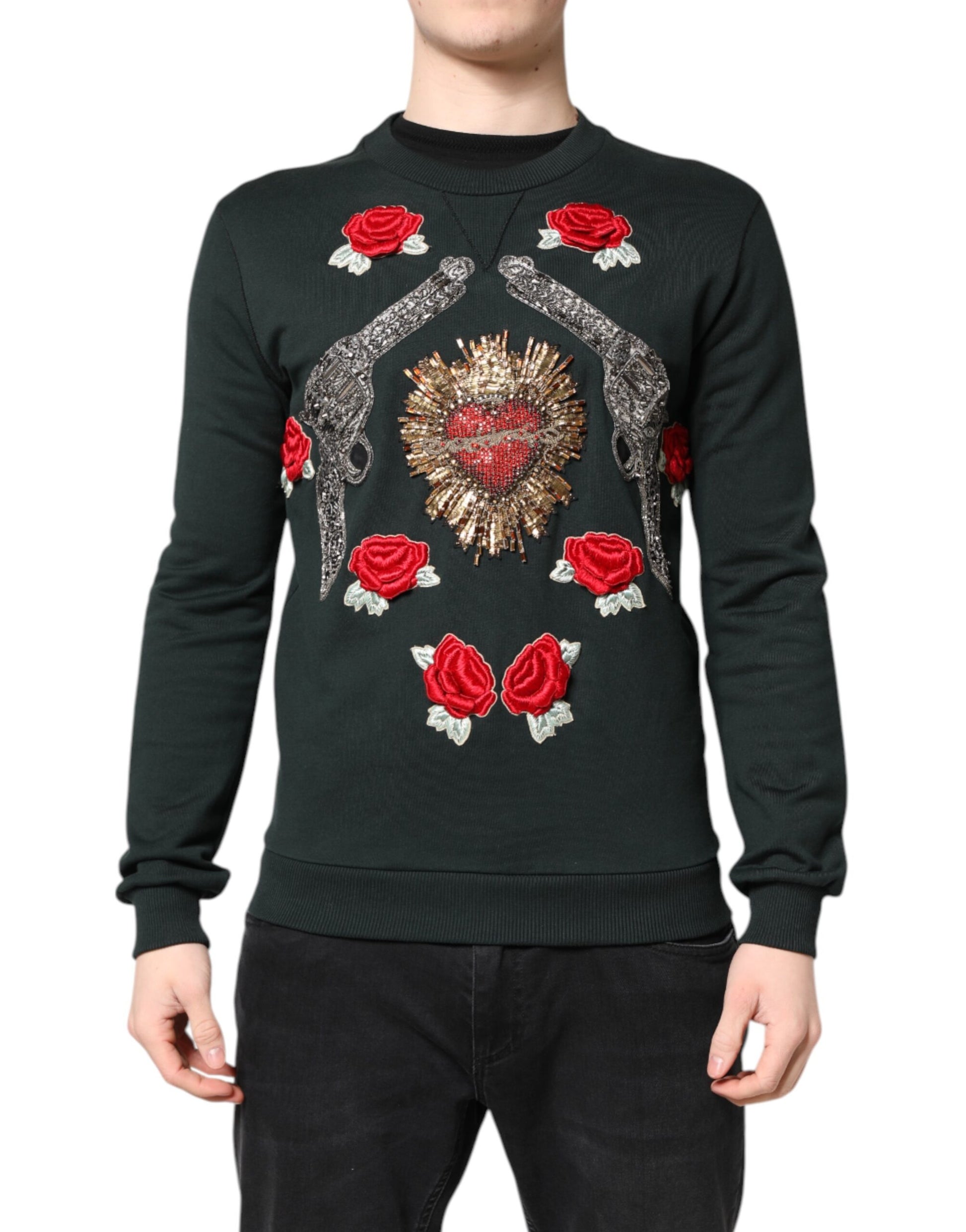 Black Sequined Embellished Pullover Sweater-Dolce & Gabbana-LabelTerrace.com