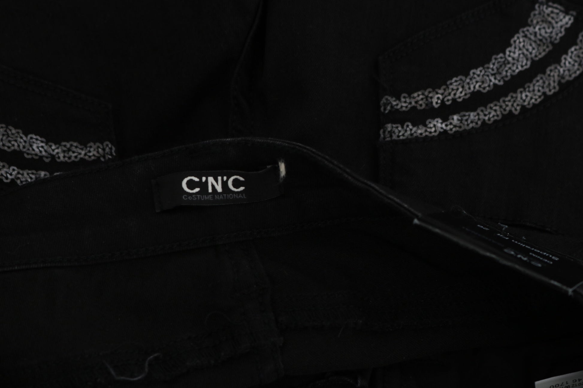 Black Sequined Mid Waist Slim Fit Denim Jeans