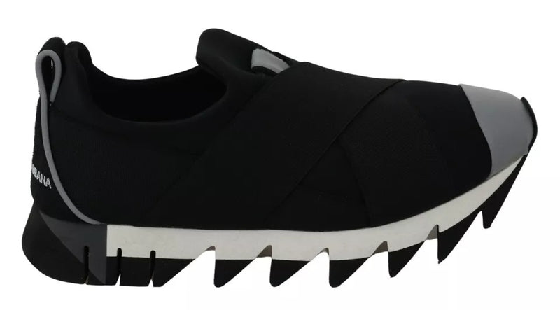 Black Shark Neoprene Stretch Sneakers Shoes-Dolce & Gabbana-LabelTerrace.com