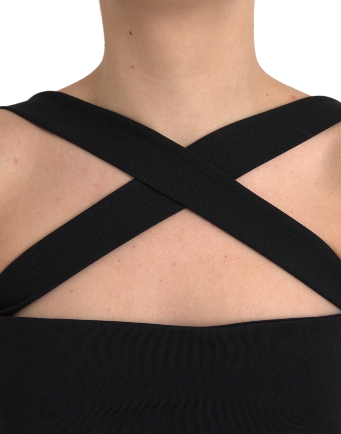 Black Sheath Halter Sleeveless Midi Dress-Dolce & Gabbana-LabelTerrace.com