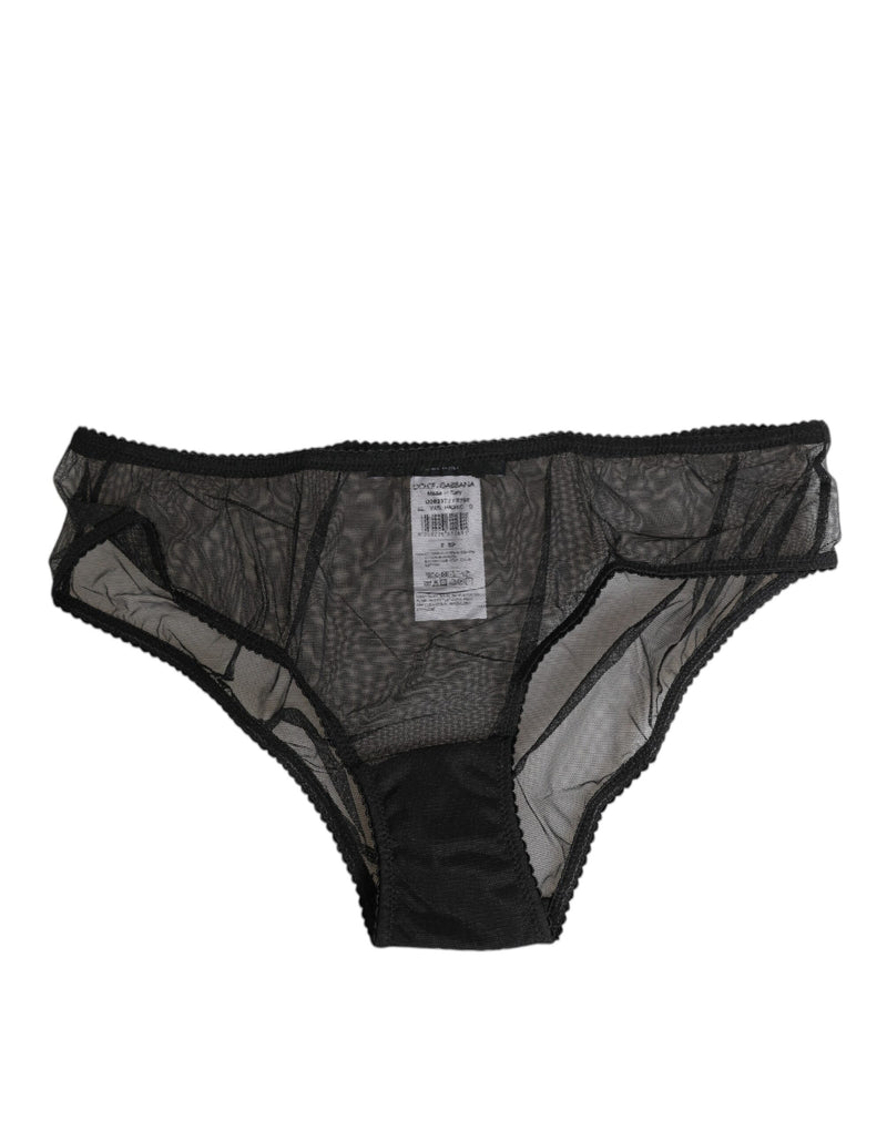 Black Sheer Mesh Lace Bikini Briefs Underwear-Dolce & Gabbana-LabelTerrace.com