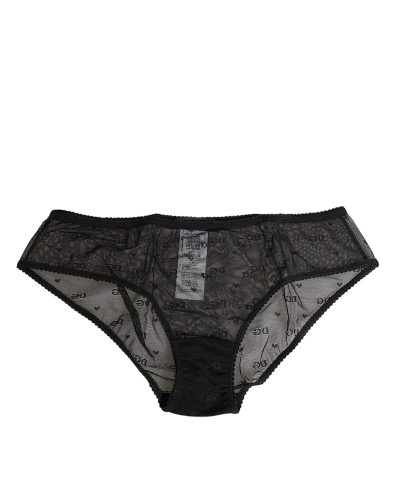 Black Sheer Mesh Lace Polka Dot Logo Underwear-Dolce & Gabbana-LabelTerrace.com