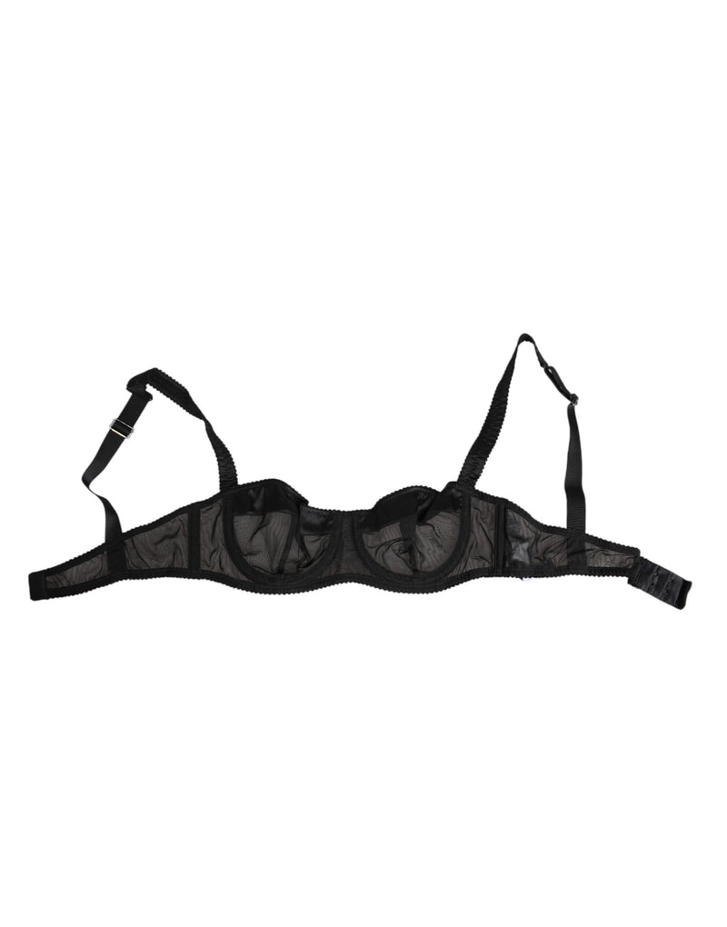 Black Sheer Mesh Underwire Bra Underwear-Dolce & Gabbana-LabelTerrace.com