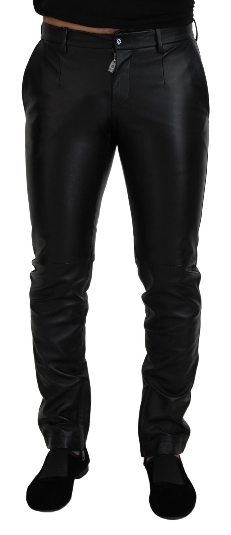 Black Shiny Stretch Skinny Pants-Dolce & Gabbana-LabelTerrace.com