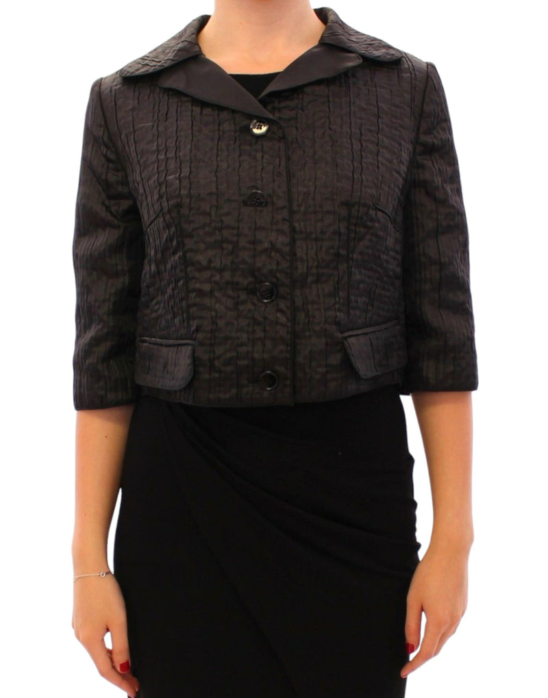 Black Short Bolero Shrug Jacket Coat-Dolce & Gabbana-LabelTerrace.com