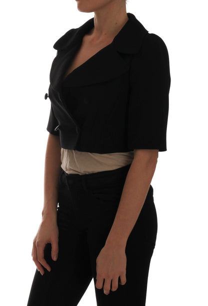 Black Short Croped Jacket Blazer-Dolce & Gabbana-LabelTerrace.com