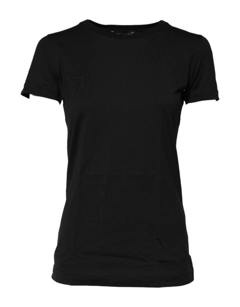 Black Short Sleeves Crew Neck Top T-shirt-Dolce & Gabbana-LabelTerrace.com