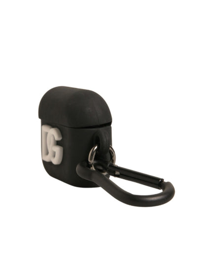 Black Silicone Rubber Logo Embossed Airpods Case-Dolce & Gabbana-LabelTerrace.com