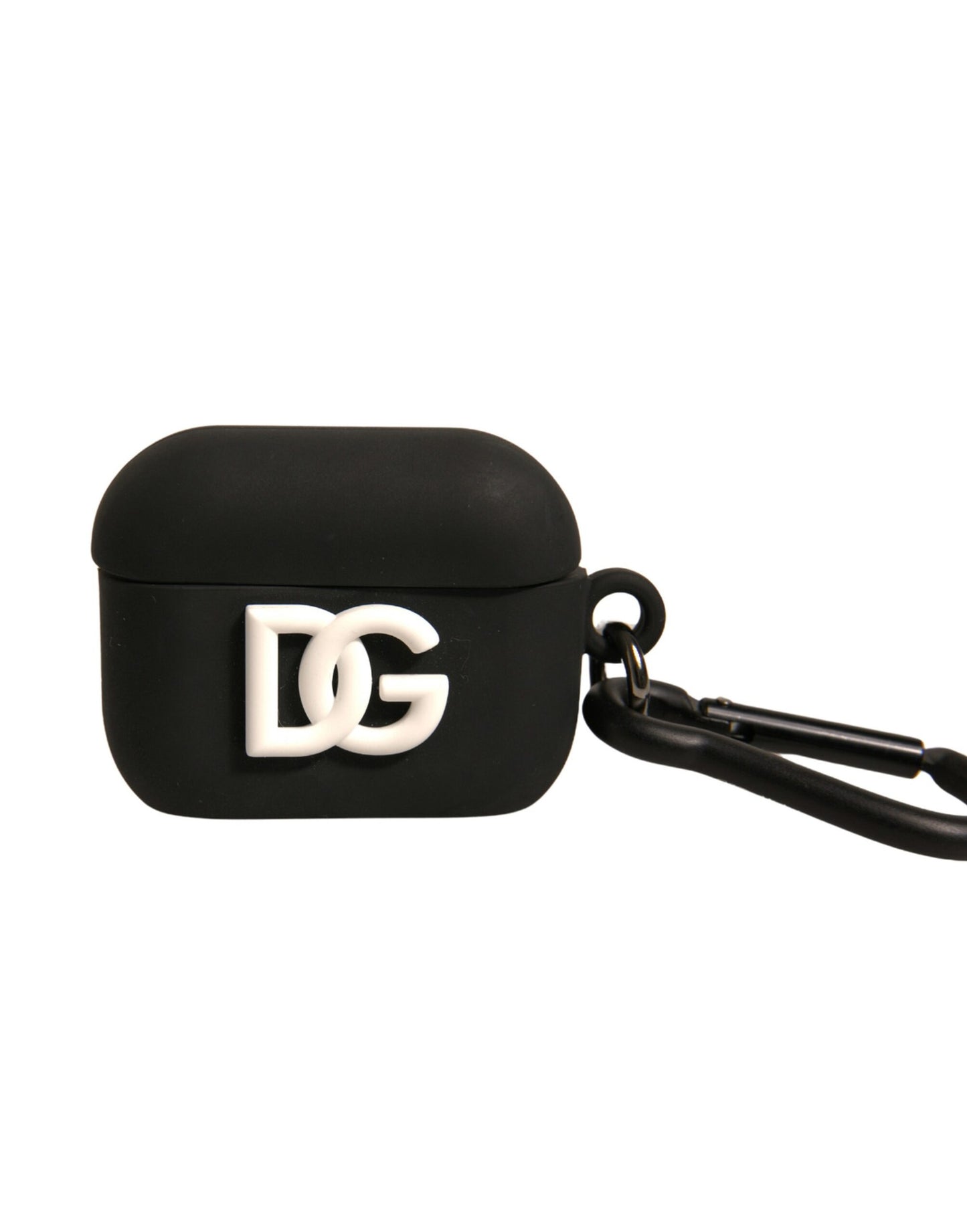 Black Silicone Rubber Logo Embossed Airpods Case-Dolce & Gabbana-LabelTerrace.com