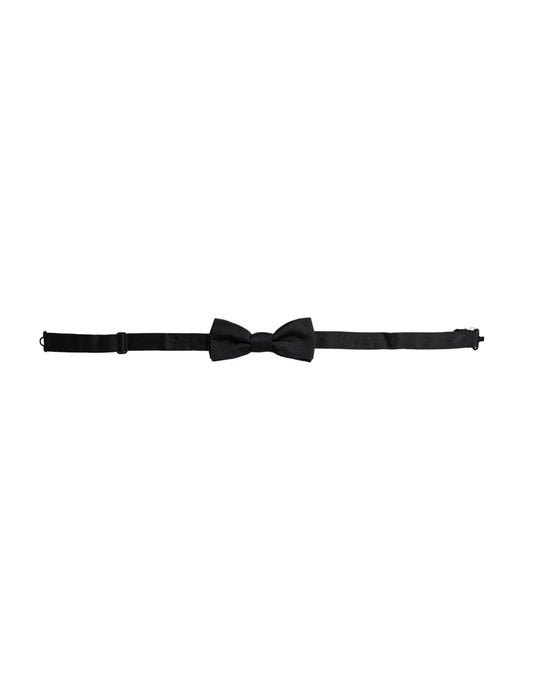 Black Silk Adjustable Neck Men Bow Tie-Dolce & Gabbana-LabelTerrace.com