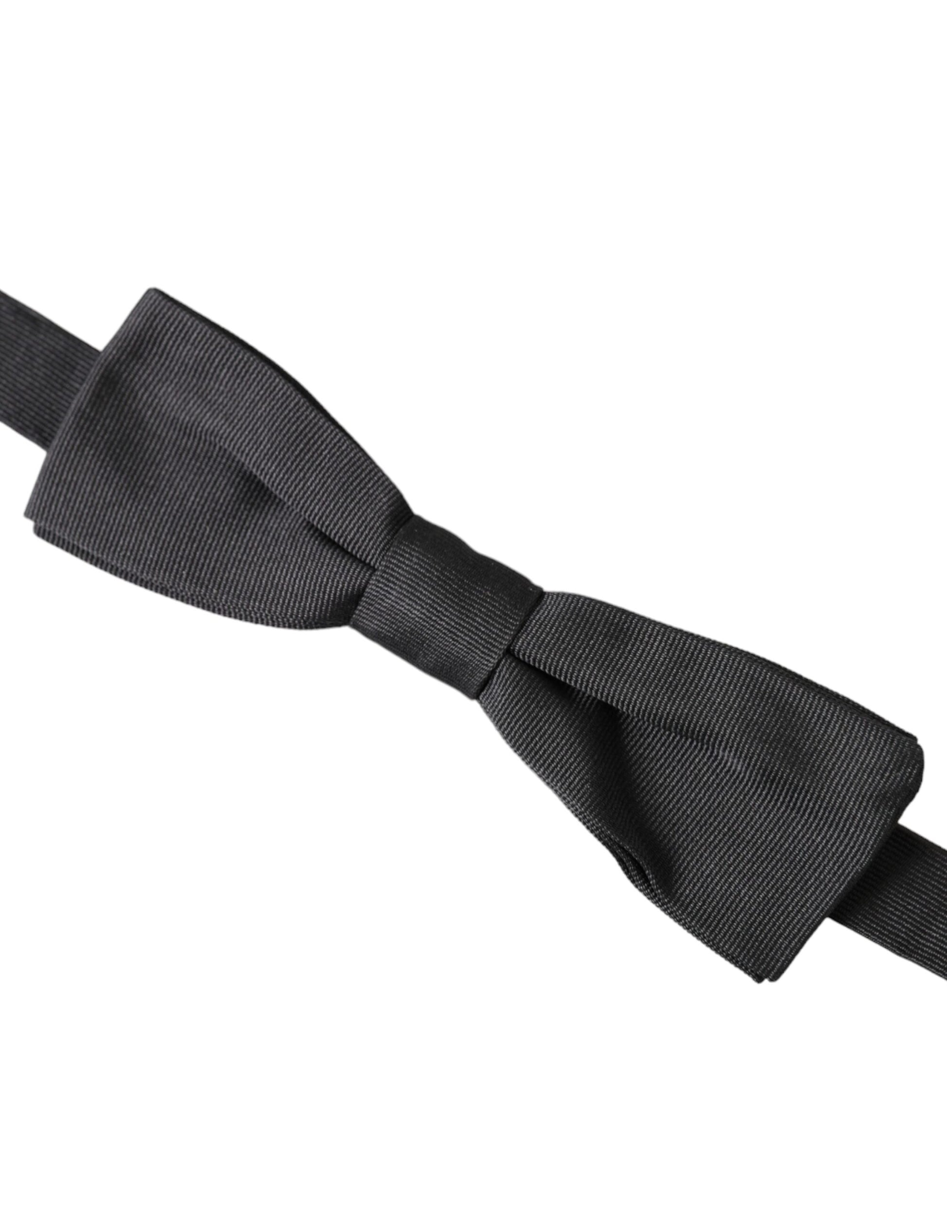 Black Silk Adjustable Neck Men Bow Tie-Dolce & Gabbana-LabelTerrace.com