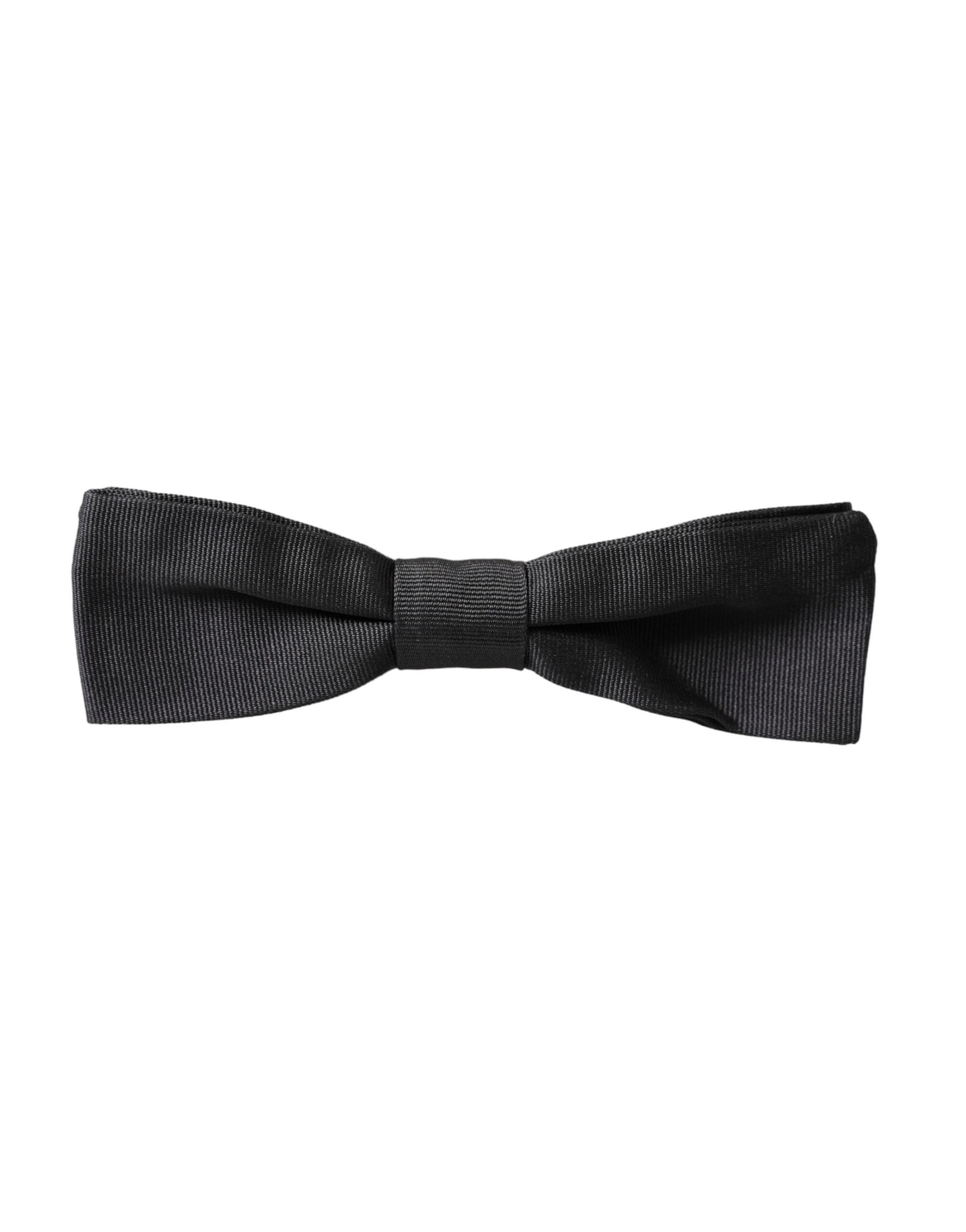 Black Silk Adjustable Neck Men Bow Tie-Dolce & Gabbana-LabelTerrace.com