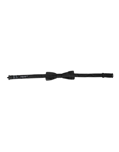 Black Silk Adjustable Neck Men Bow Tie-Dolce & Gabbana-LabelTerrace.com