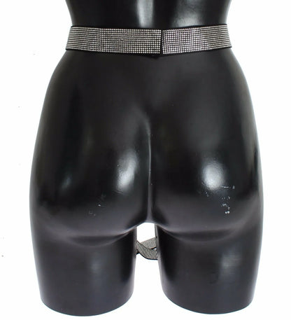 Black Silk Clear Crystal Bow Waist Belt-Dolce & Gabbana-LabelTerrace.com