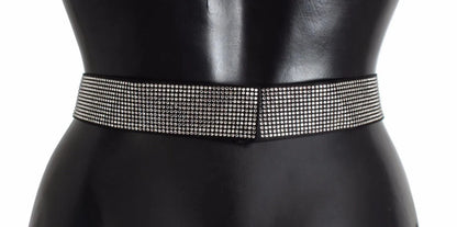 Black Silk Clear Crystal Bow Waist Belt-Dolce & Gabbana-LabelTerrace.com