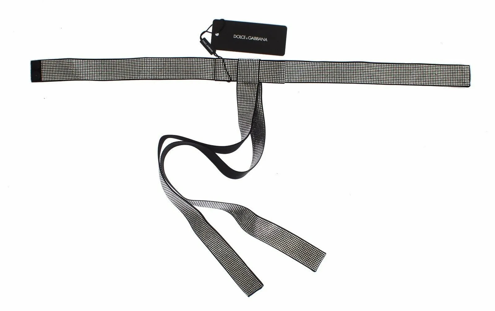 Black Silk Clear Crystal Bow Waist Belt-Dolce & Gabbana-LabelTerrace.com