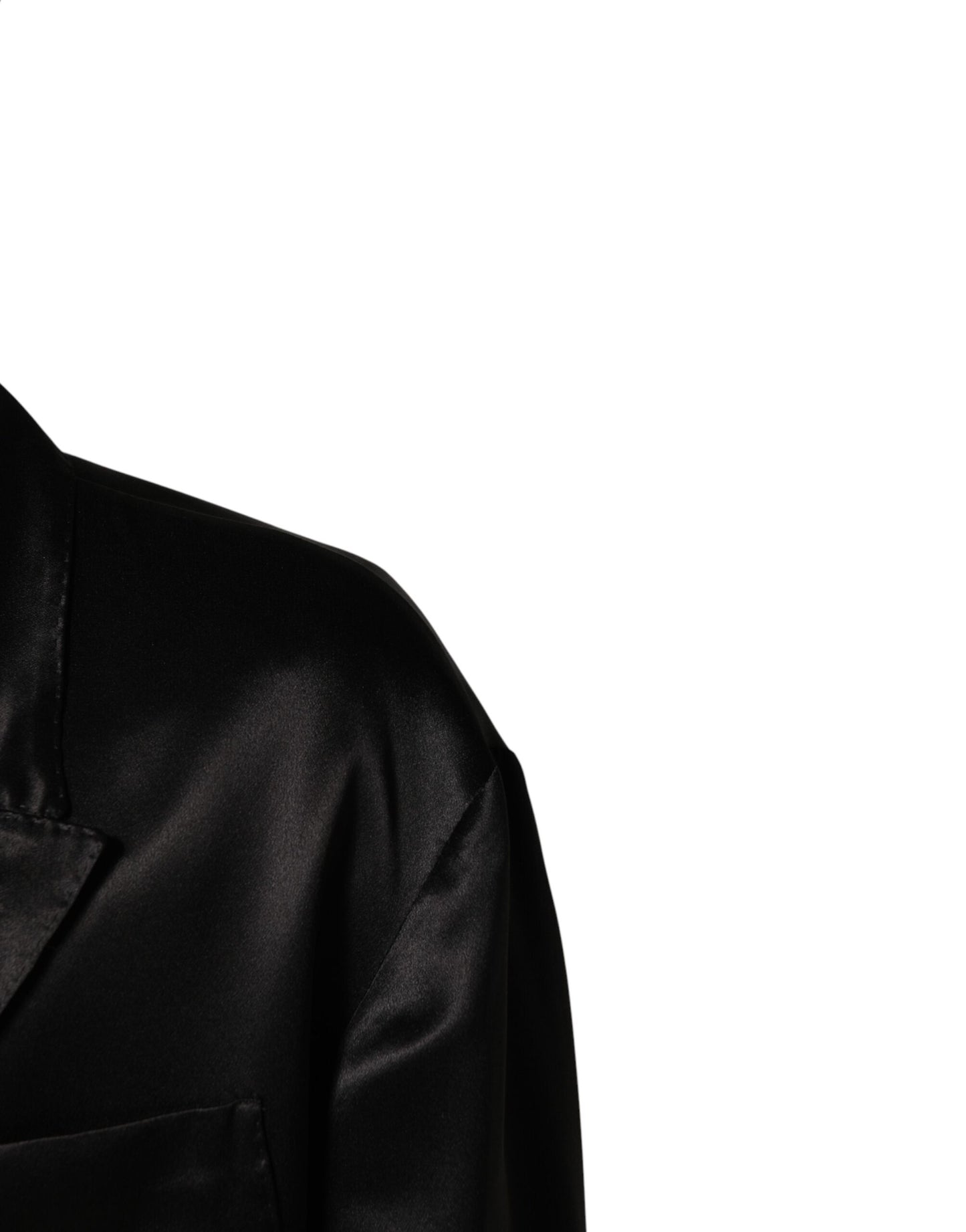 Black Silk Double Breasted 2 Button Blazer