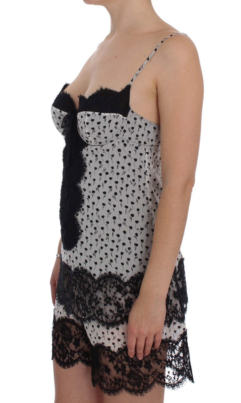 Black Silk Lace Babydoll Lingerie Top-Dolce & Gabbana-LabelTerrace.com