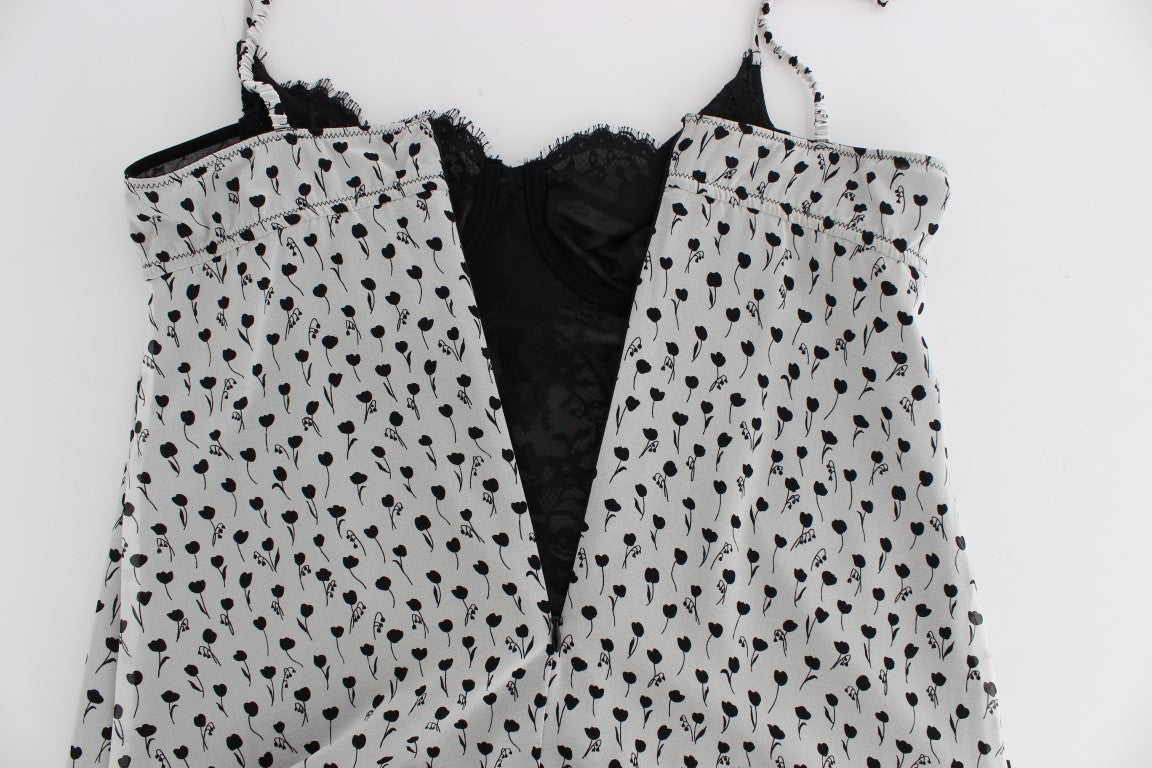 Black Silk Lace Babydoll Lingerie Top-Dolce & Gabbana-LabelTerrace.com