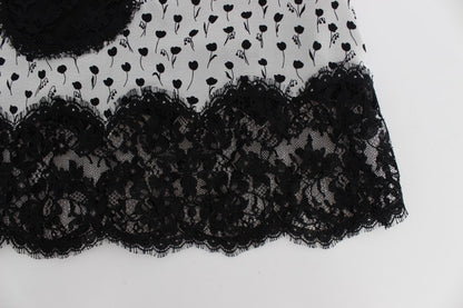 Black Silk Lace Babydoll Lingerie Top-Dolce & Gabbana-LabelTerrace.com