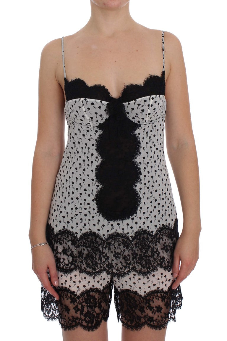 Black Silk Lace Babydoll Lingerie Top-Dolce & Gabbana-LabelTerrace.com