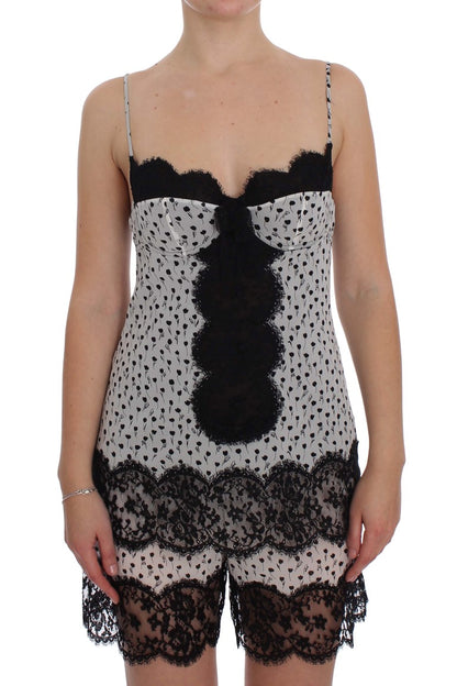 Black Silk Lace Babydoll Lingerie Top-Dolce & Gabbana-LabelTerrace.com