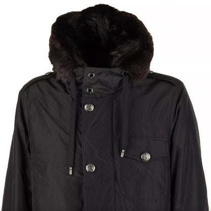 Black Silk Men Parka