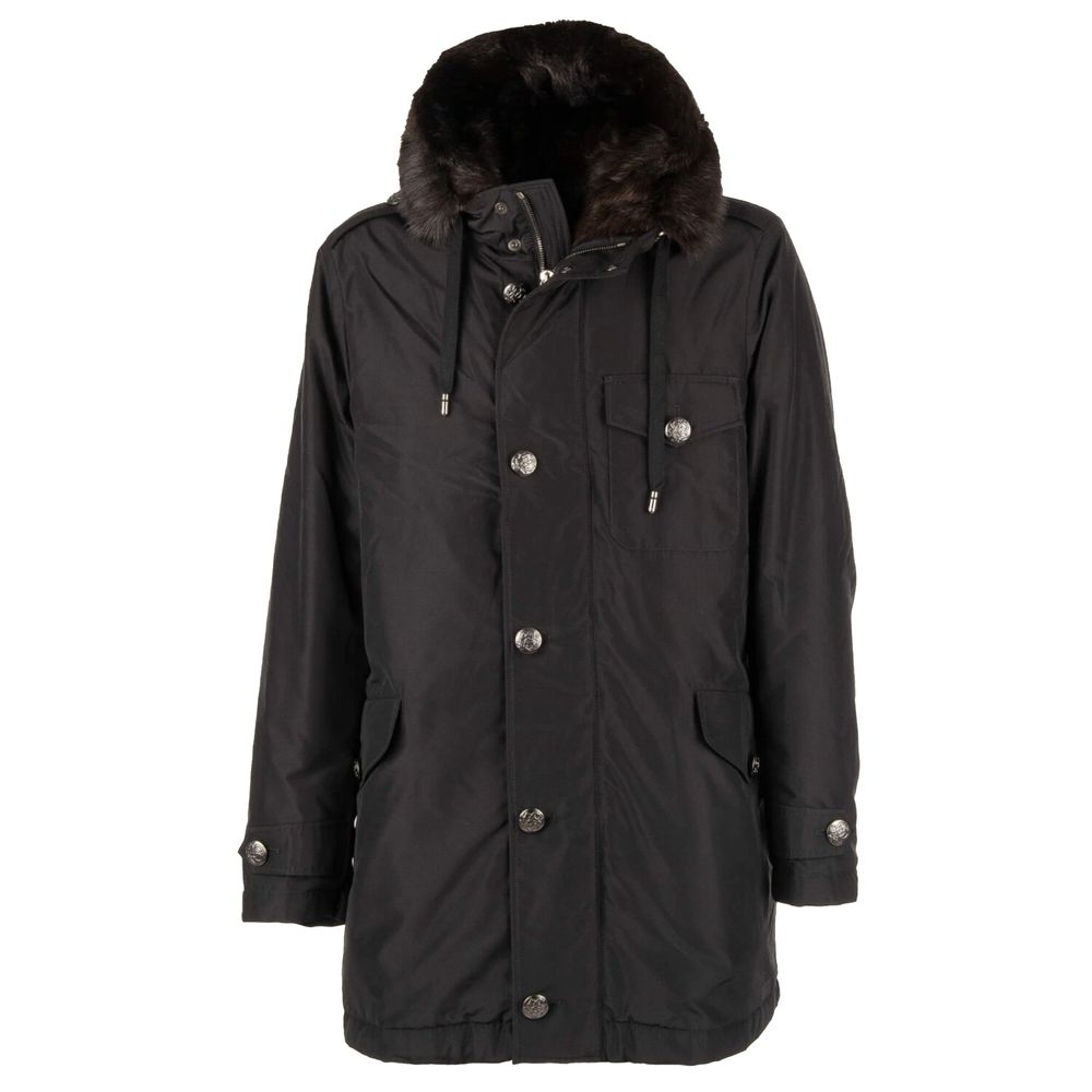 Black Silk Men Parka