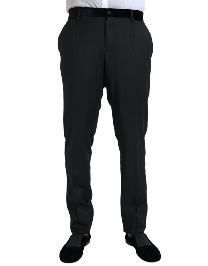 Black Silk Men Skinny Dress Pants-Dolce & Gabbana-LabelTerrace.com