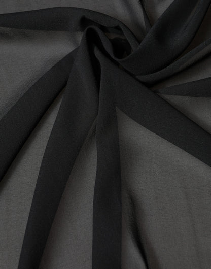 Black Silk Neck Wrap Shawl Stole 200cm x 64cm Scarf