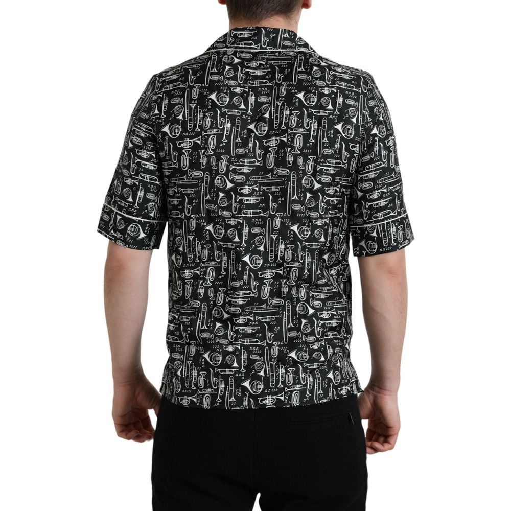 Black Silk Pattern Shirt