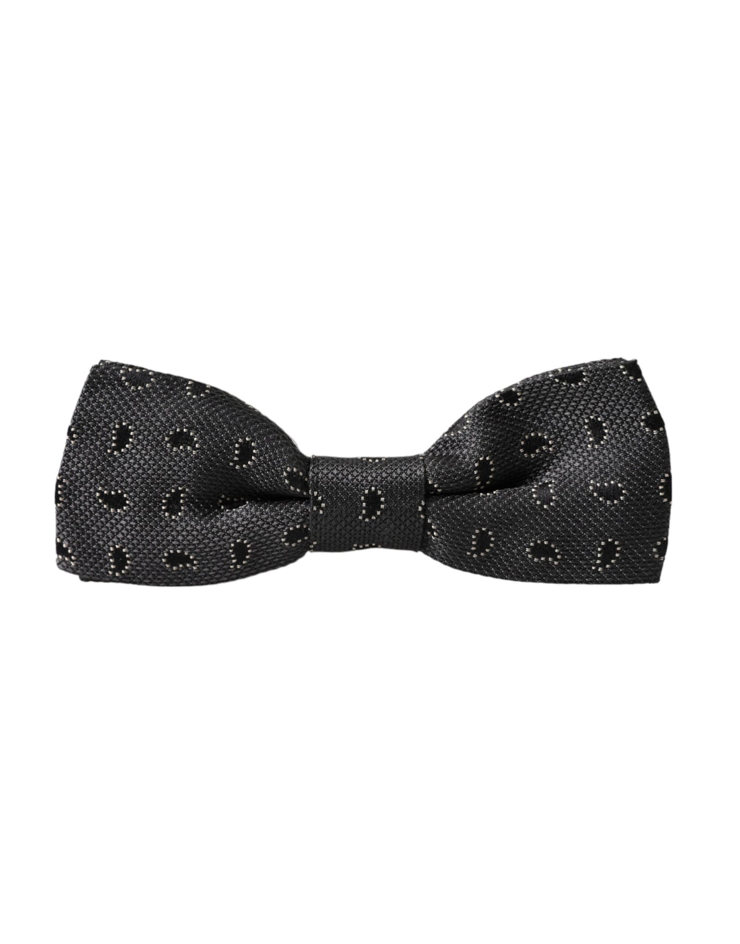 Black Silk Patterned Adjustable Neck Men Bow Tie-Dolce & Gabbana-LabelTerrace.com