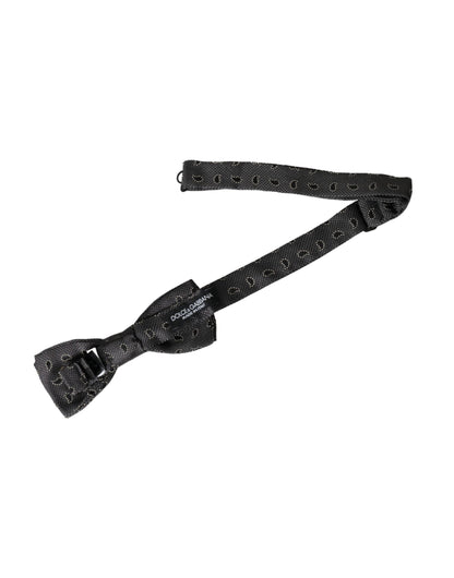 Black Silk Patterned Adjustable Neck Men Bow Tie-Dolce & Gabbana-LabelTerrace.com