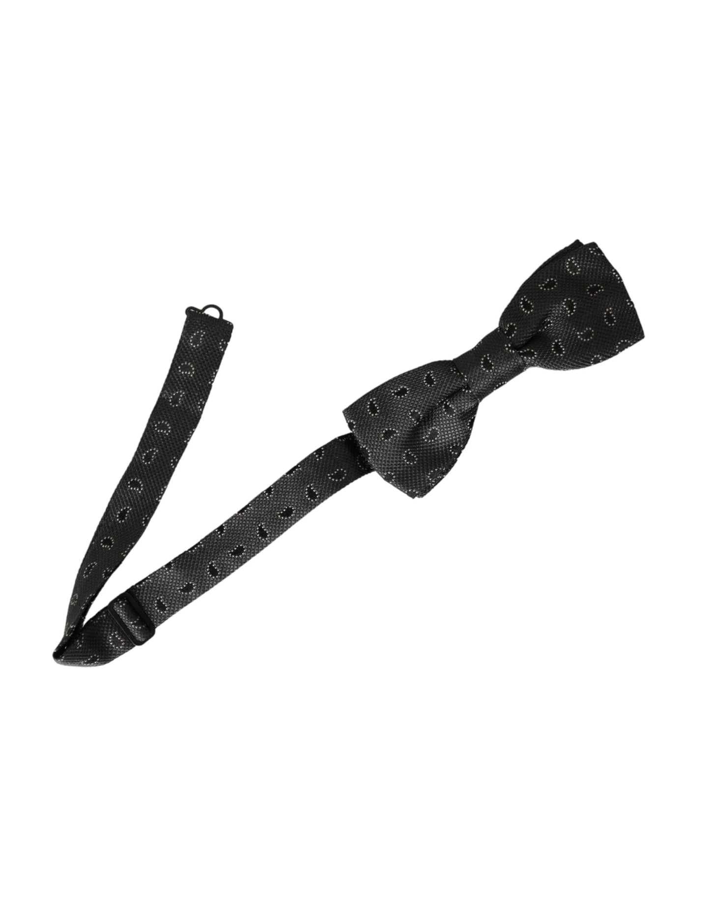 Black Silk Patterned Adjustable Neck Men Bow Tie-Dolce & Gabbana-LabelTerrace.com