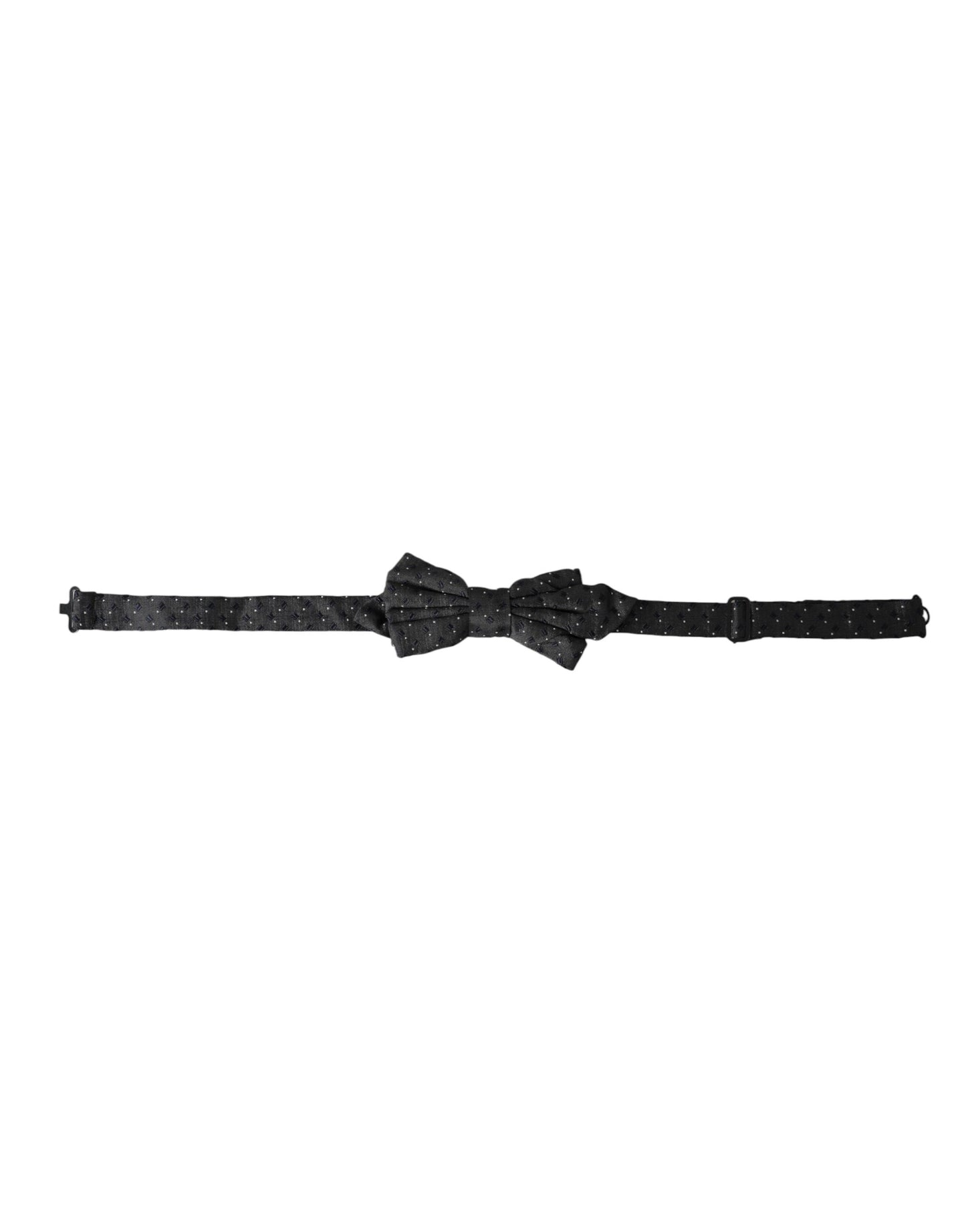 Black Silk Patterned Adjustable Neck Men Papillon Bow Tie-Dolce & Gabbana-LabelTerrace.com