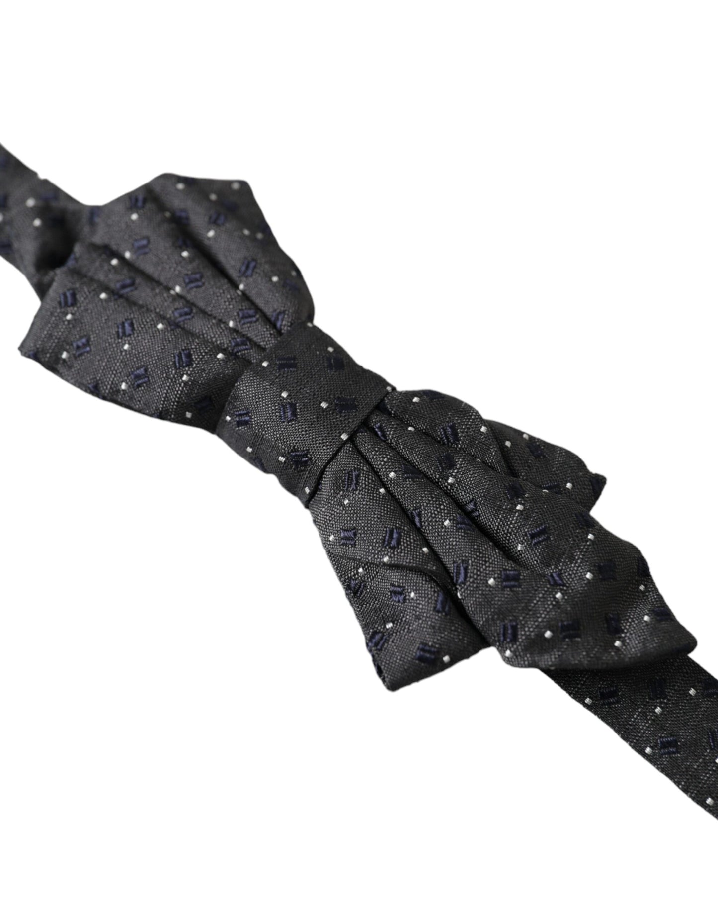 Black Silk Patterned Adjustable Neck Men Papillon Bow Tie-Dolce & Gabbana-LabelTerrace.com