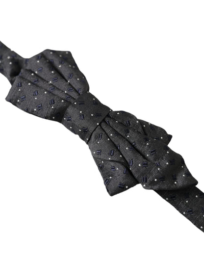 Black Silk Patterned Adjustable Neck Men Papillon Bow Tie-Dolce & Gabbana-LabelTerrace.com
