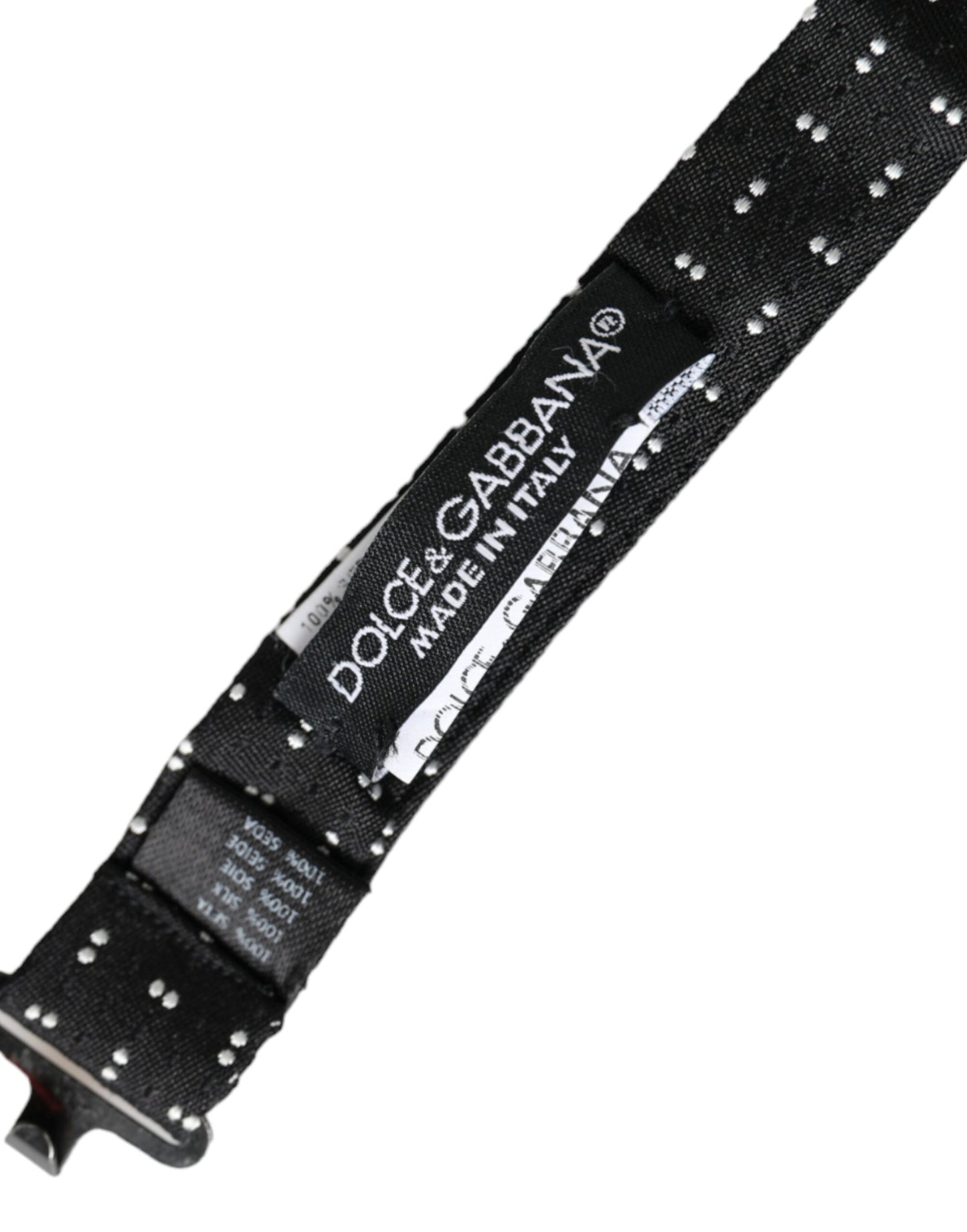 Black Silk Patterned Adjustable Neck Men Papillon Bow Tie-Dolce & Gabbana-LabelTerrace.com