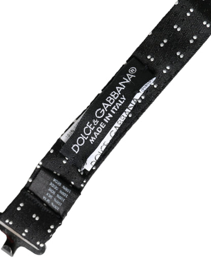 Black Silk Patterned Adjustable Neck Men Papillon Bow Tie-Dolce & Gabbana-LabelTerrace.com