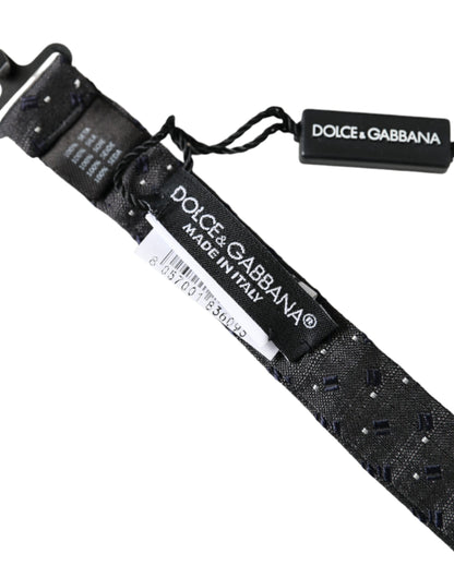 Black Silk Patterned Adjustable Neck Men Papillon Bow Tie-Dolce & Gabbana-LabelTerrace.com