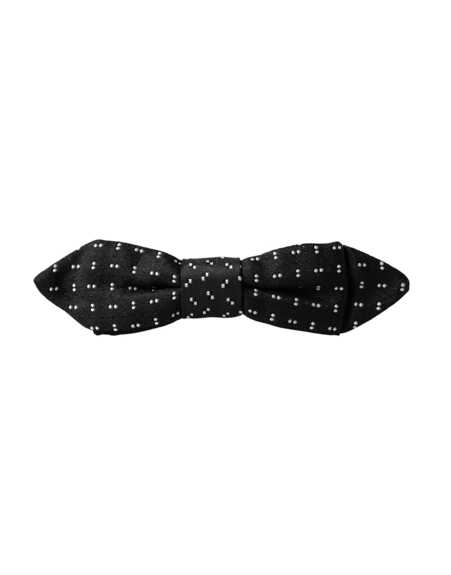 Black Silk Patterned Adjustable Neck Men Papillon Bow Tie-Dolce & Gabbana-LabelTerrace.com