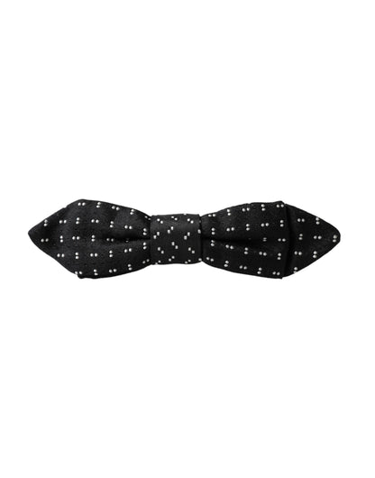 Black Silk Patterned Adjustable Neck Men Papillon Bow Tie-Dolce & Gabbana-LabelTerrace.com