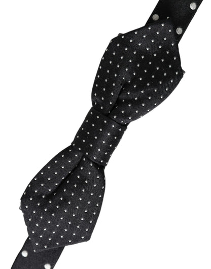 Black Silk Polka Dot Adjustable Neck Men Papillon Bow Tie-Dolce & Gabbana-LabelTerrace.com