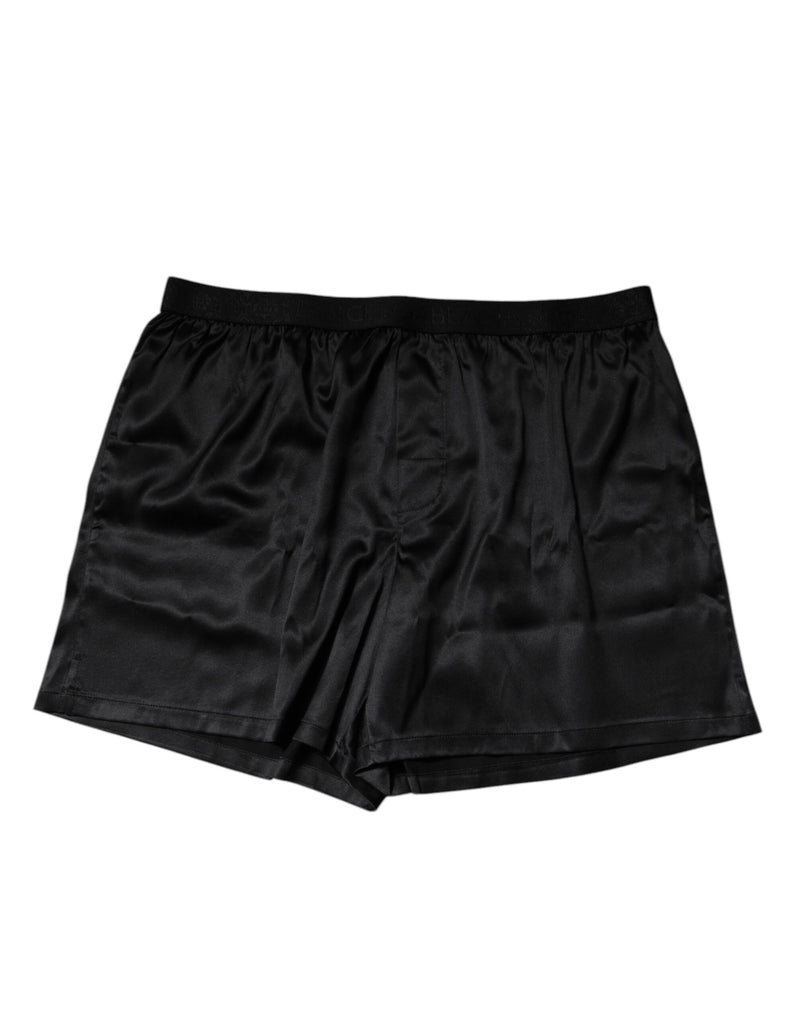 Black Silk Regular Men Boxer Shorts Underwear-Dolce & Gabbana-LabelTerrace.com