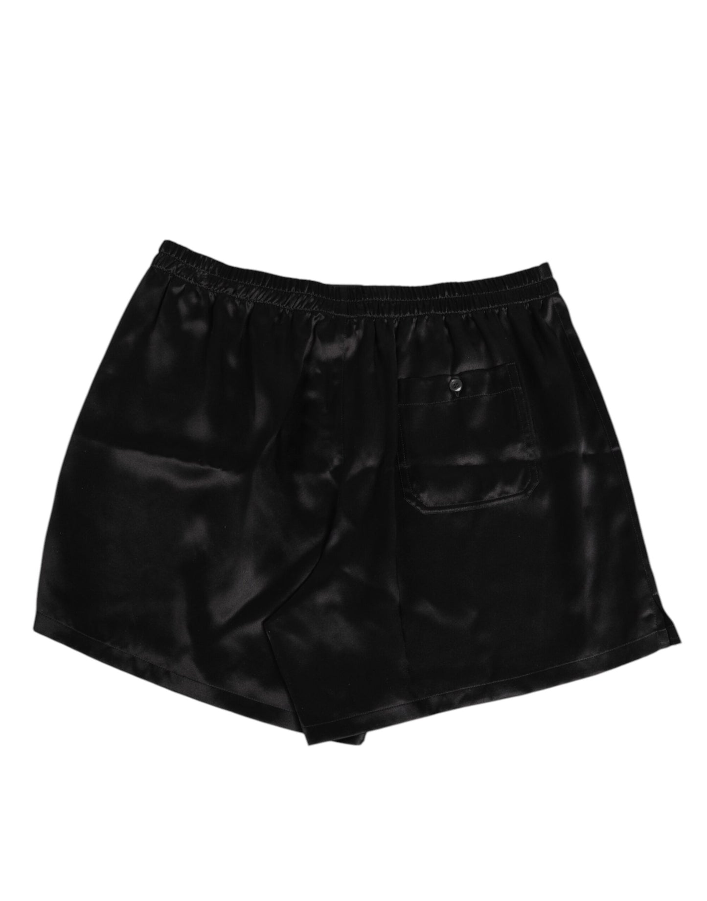 Black Silk Satin Elastic Men Boxer Short Swimwear-Dolce & Gabbana-LabelTerrace.com