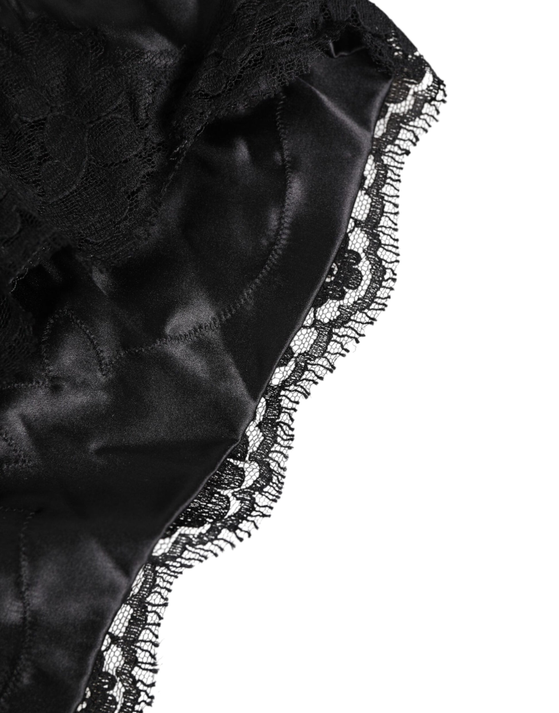 Black Silk Satin Lace Trim Panty Underwear