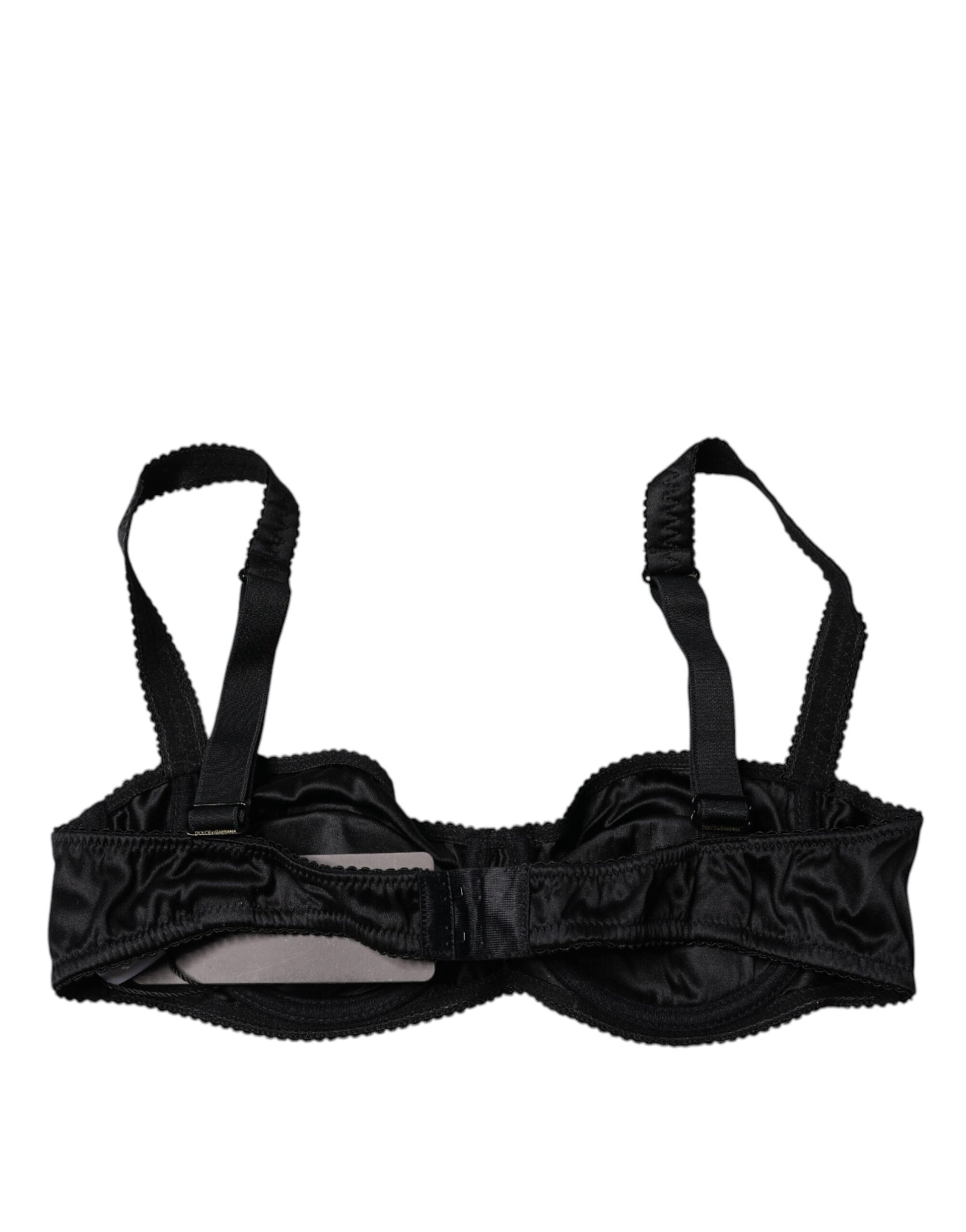 Black Silk Semi-Pad Balconette Bra Underwear-Dolce & Gabbana-LabelTerrace.com