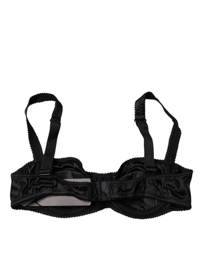 Black Silk Semi-Pad Balconette Bra Underwear-Dolce & Gabbana-LabelTerrace.com
