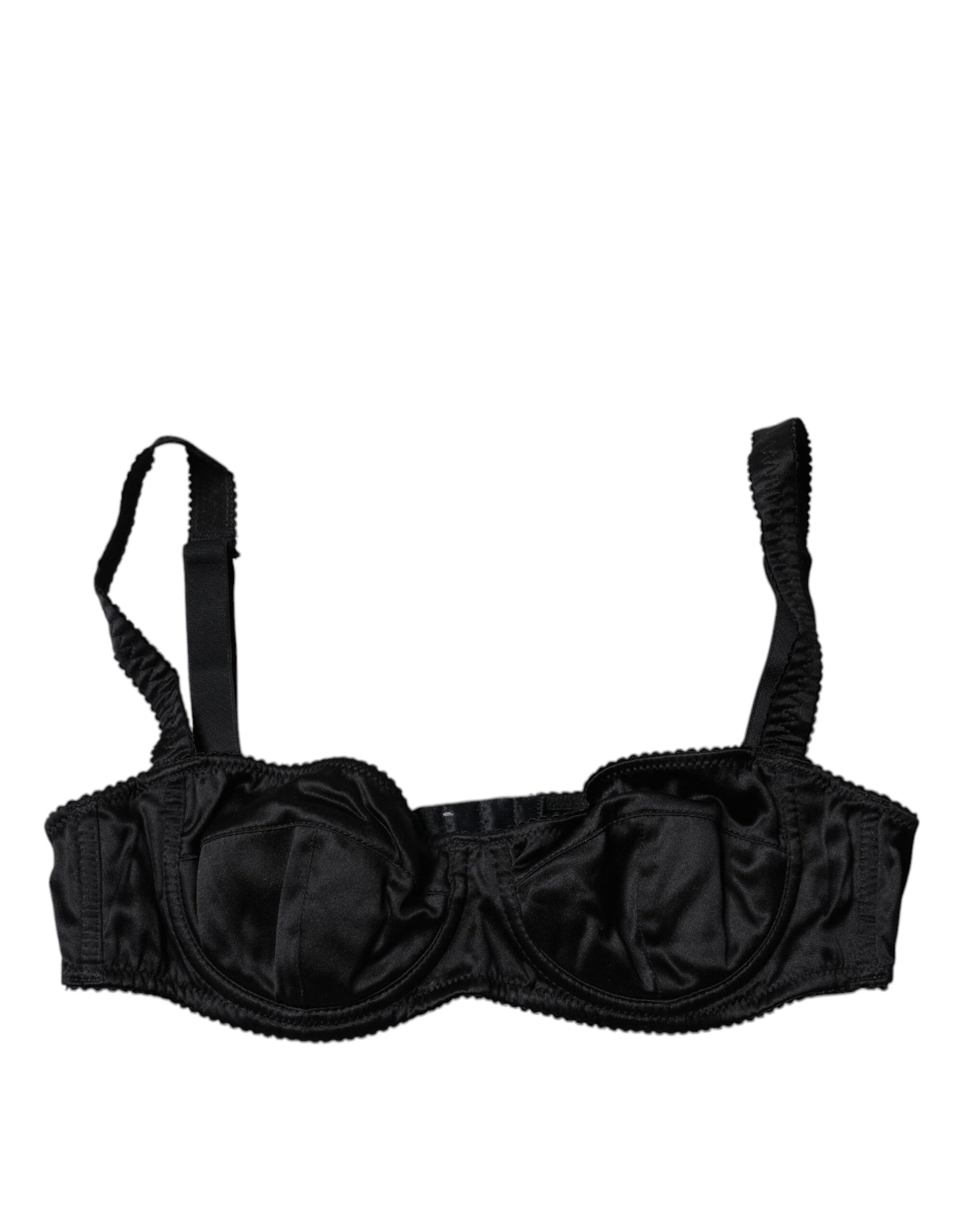 Black Silk Semi-Pad Balconette Bra Underwear-Dolce & Gabbana-LabelTerrace.com
